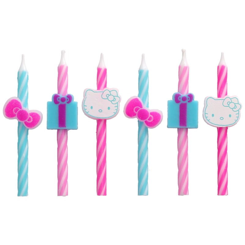 DecoPac Hello KittyÂ® Birthday Cake Candles | 6 Birthday Candles for Cake Decorations, Pink & Blue Striped Candles, Cupcake Toppers for Hello KittyÂ® Party - Image 5